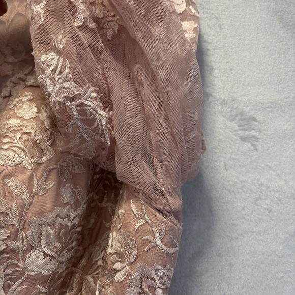 NWT JJ's House Lace Tulle Gown 26W Dusty Rose Embroidered Evening Bridesmaid - Picture 10 of 16